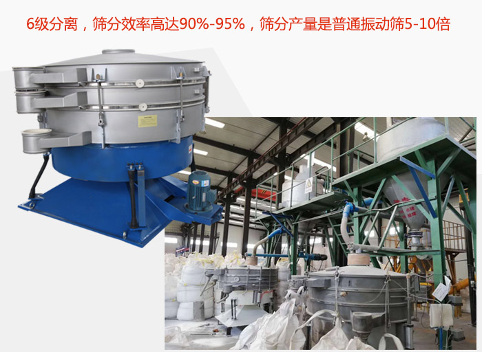 搖擺篩采用6級分離，篩分效率高達90%-95%，篩分產量是普通振動篩5-10倍