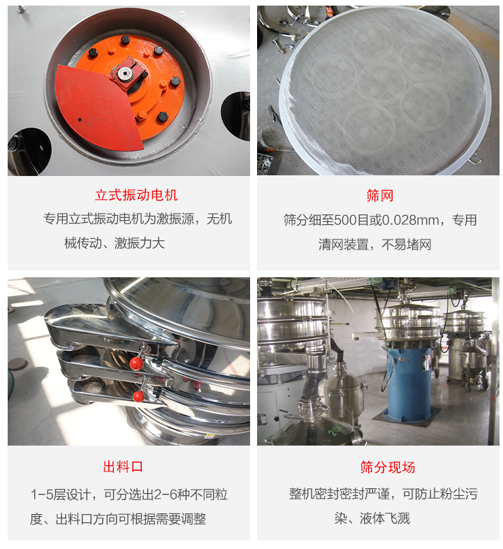 旋振篩定制化有：移動，加緣，閘門等多種形式選擇。子母設計透網(wǎng)率高，換網(wǎng)方便。