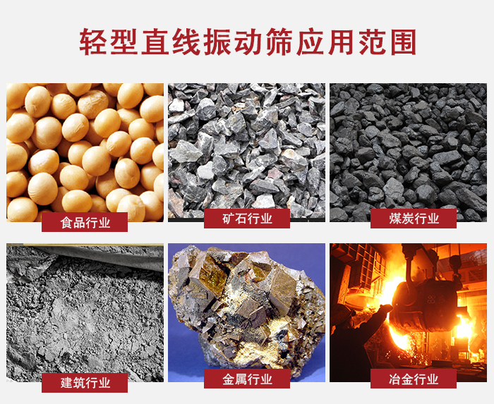 輕型直線振動篩應用范圍較廣多使用與顆粒狀,粉狀以及其它重型行業的輸送。